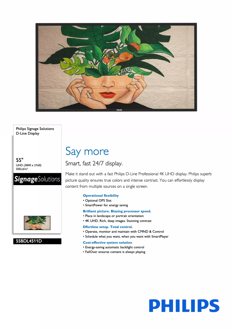 First page image of the manual for 55BDL4511D