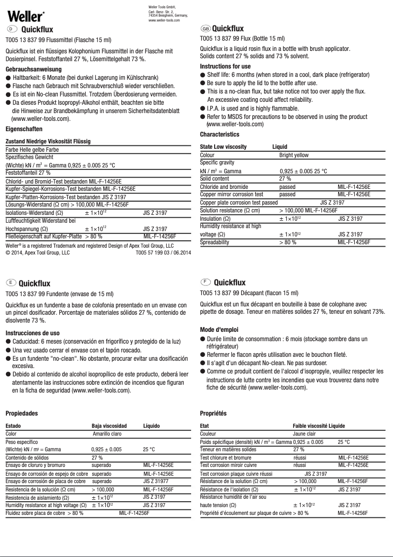 First page image of the manual for QuickFlux