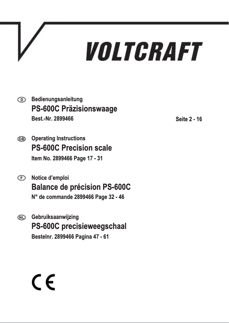 First page image of the manual for PS-600C