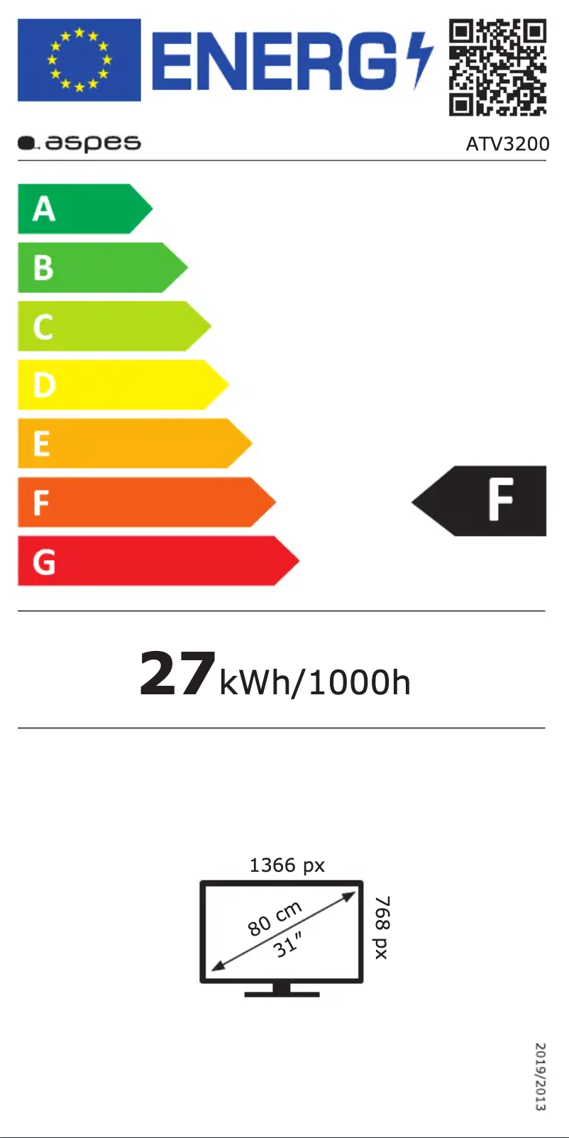 Page 1 of the manual Energy Label Aspes ATV3200