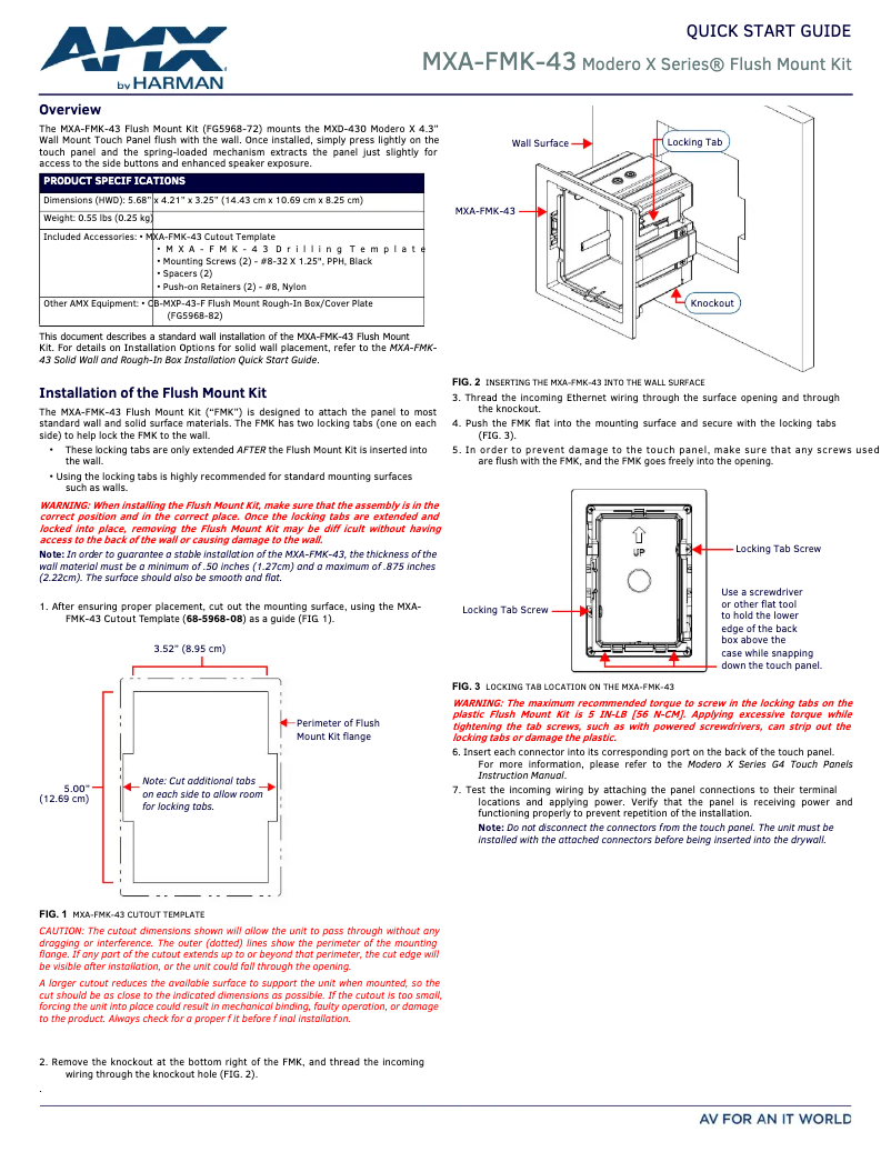 Page 1 of the manual User Manual AMX MXA-FMK-43