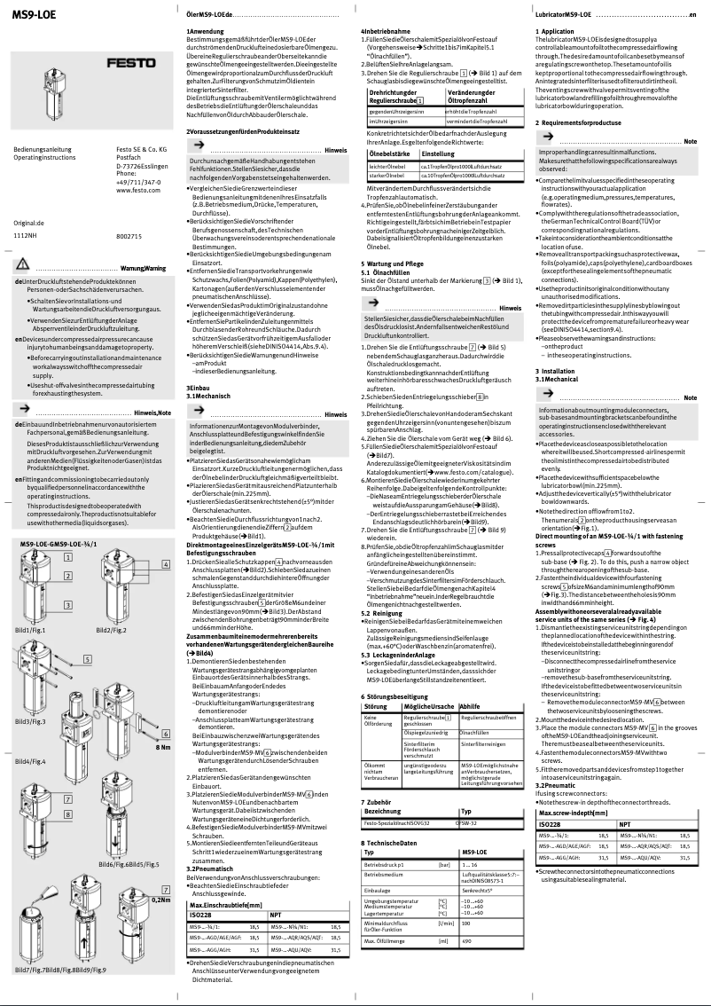 Page 1 of the manual User Manual Festo MS9-LOE