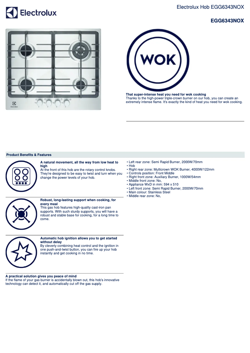 First page image of the manual for EGG6343NOX