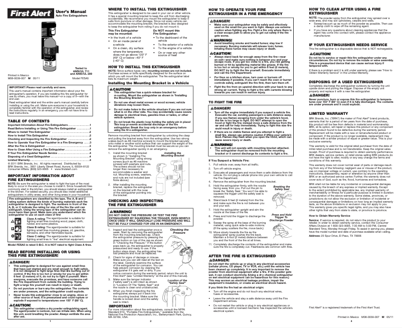 First page image of the manual for FESA5