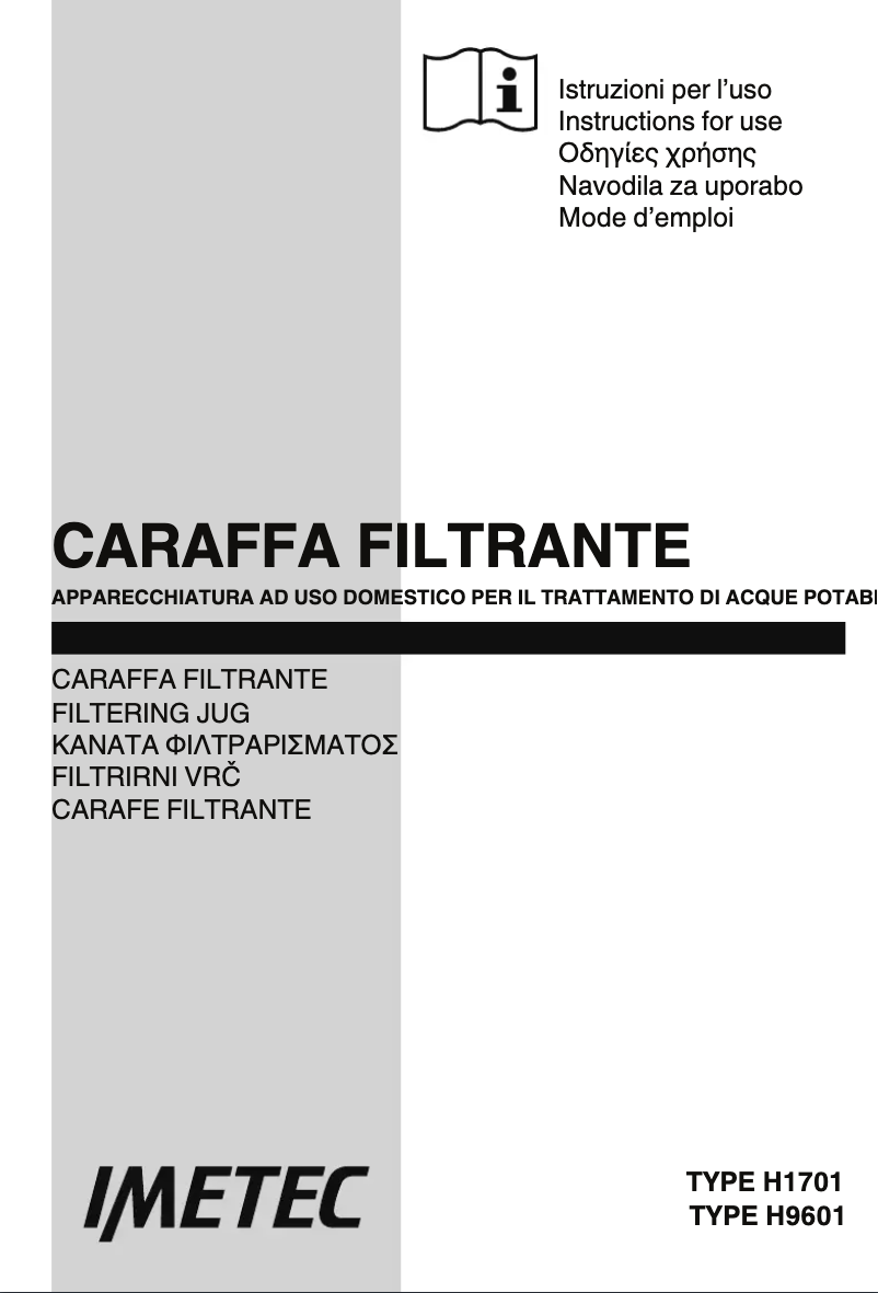 Page 1 of the manual User Manual Imetec Acqua WP 110