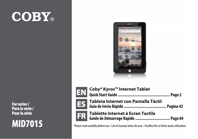 Page 1 of the manual User Manual Coby Kyros MID7015B