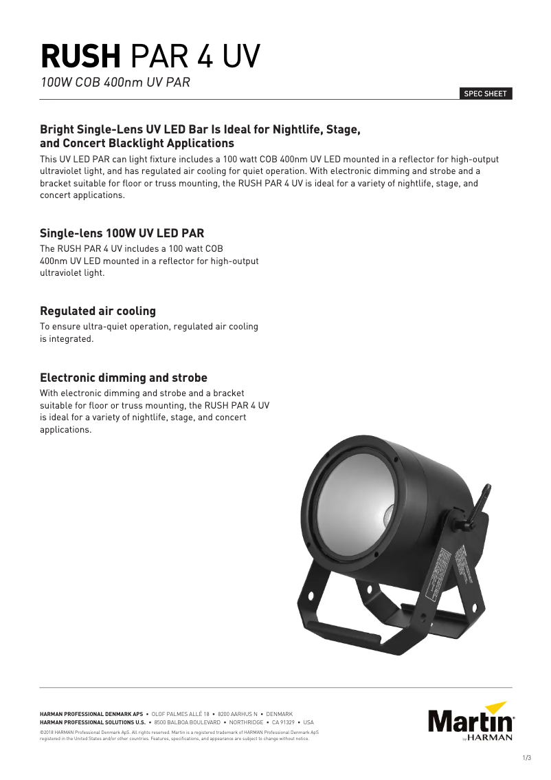 First page image of the manual for RUSH PAR 4 UV