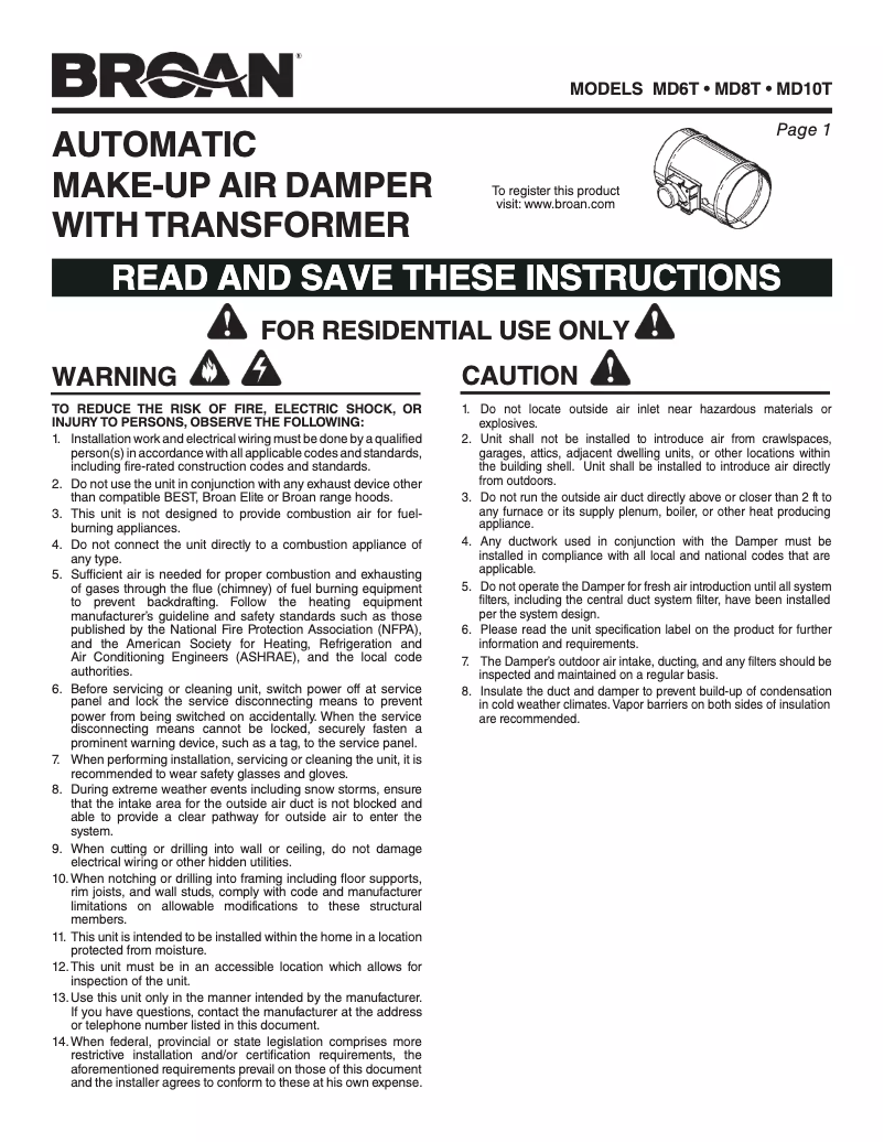 First page image of the manual for MD10T