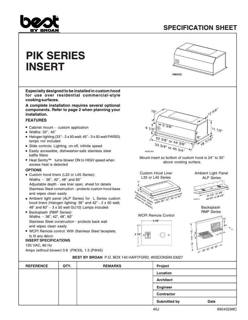 First page image of the manual for PIK33
