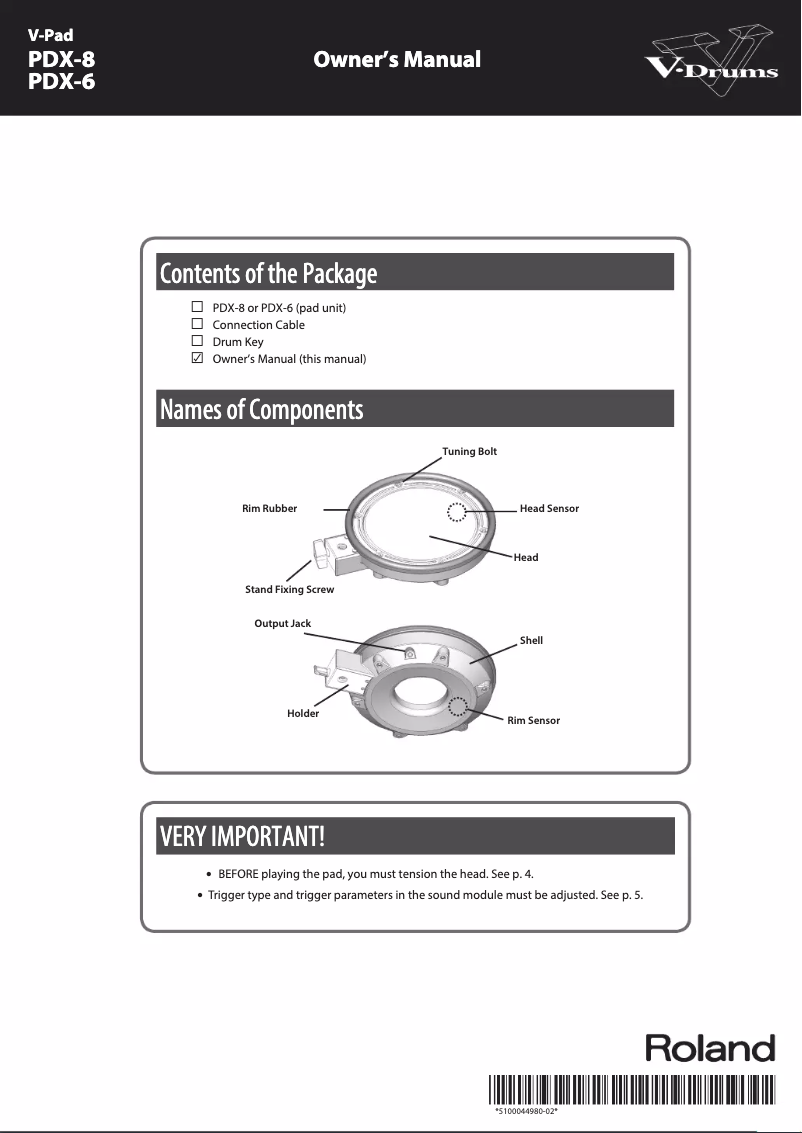 First page image of the manual for PDX-6