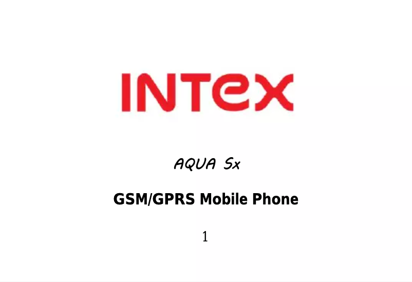 Page 1 of the manual User Manual Intex AQUA SX