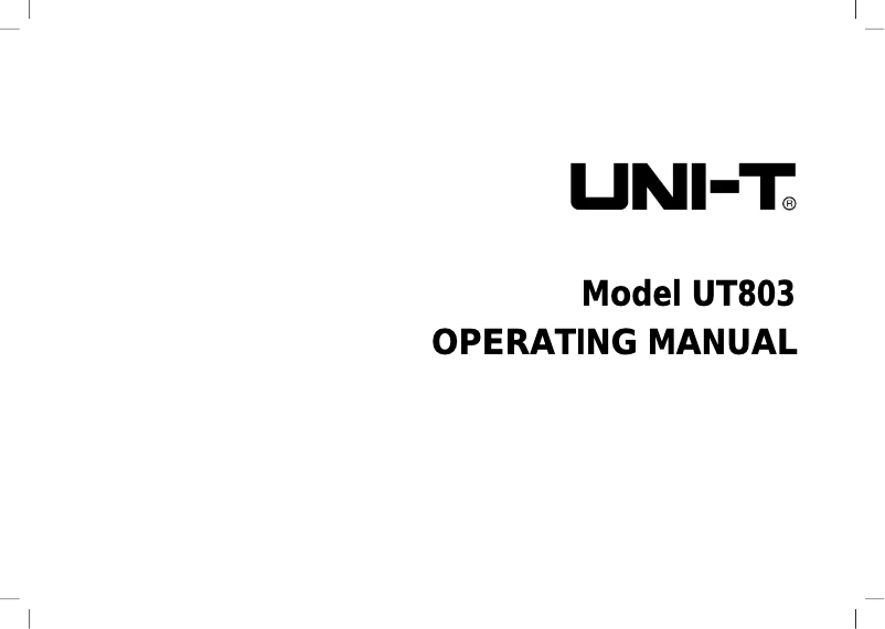 Page 1 of the manual User Manual Uni-T UT803