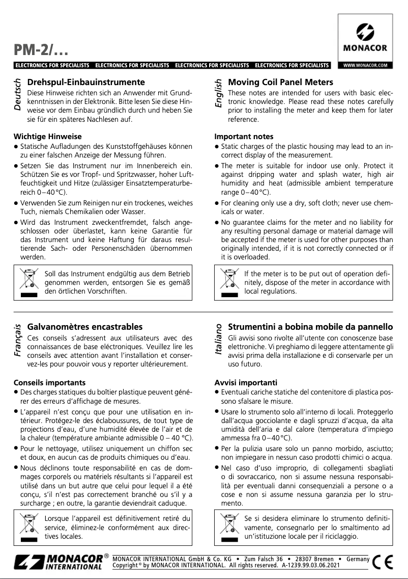 Page 1 of the manual User Manual Monacor PM-2/10A