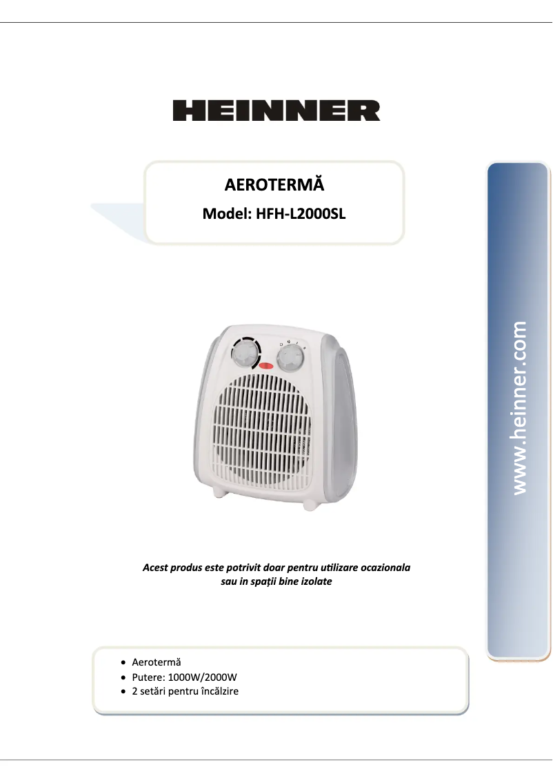 First page image of the manual for HFH-L2000SL