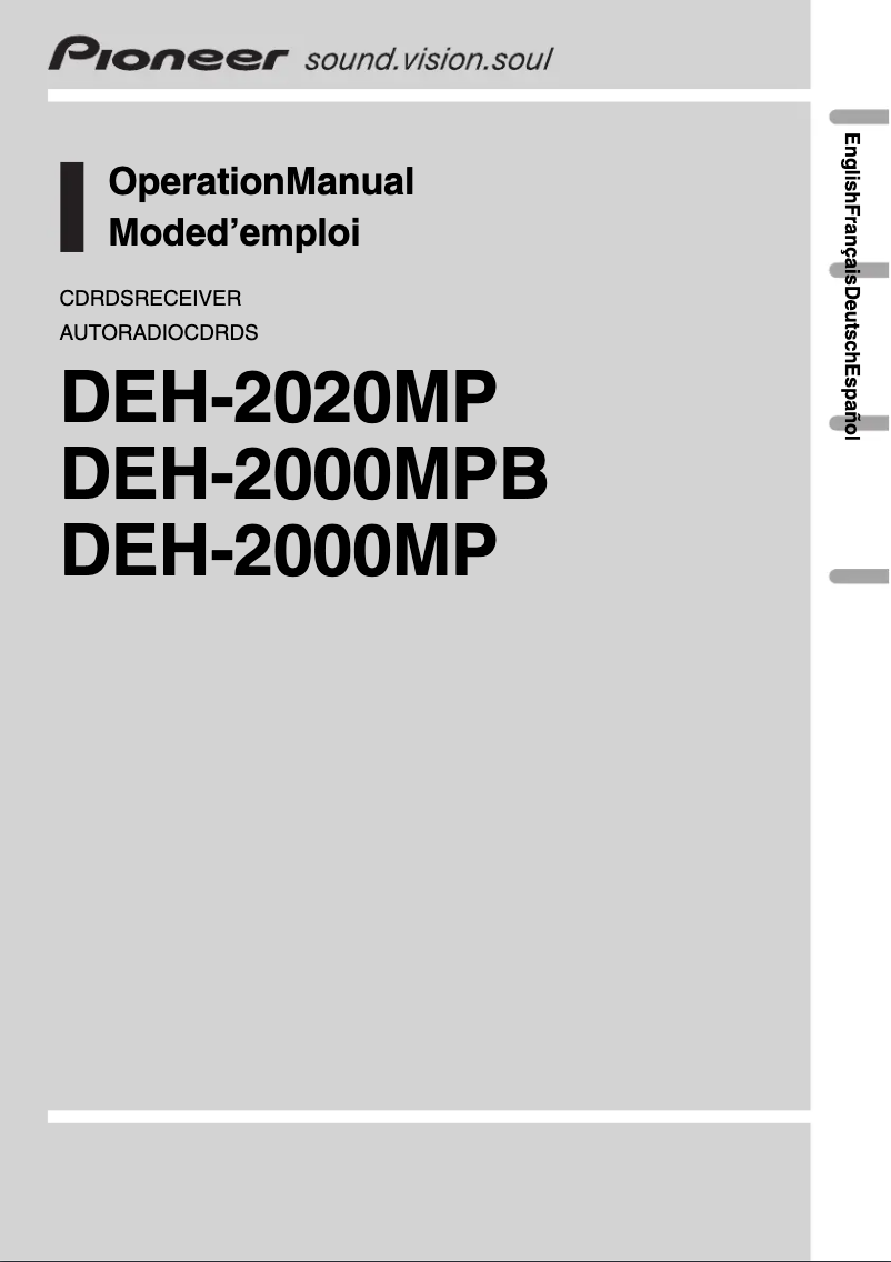 Page 1 of the manual User Manual Pioneer DEH-2000MP