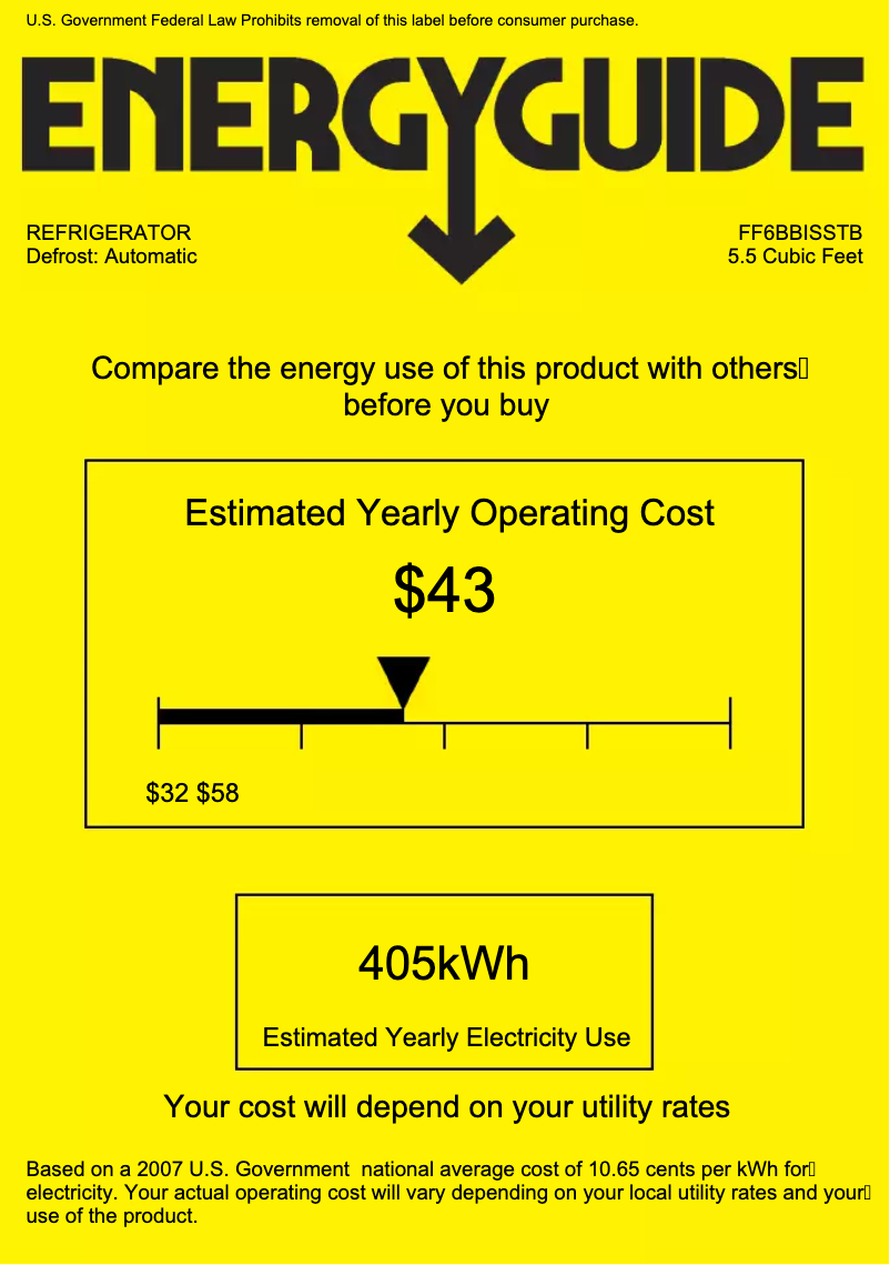 Page 1 of the manual Energy Label Summit FF6BBISSTB