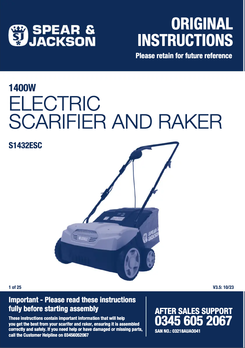 Page 1 of the manual User Manual Spear & Jackson S1432ESC