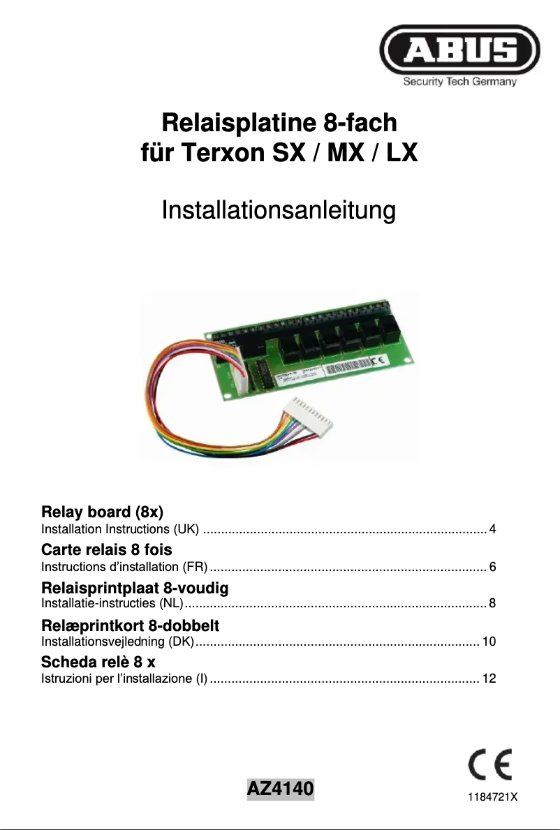Page 1 of the manual Installation Guide Abus AZ4140