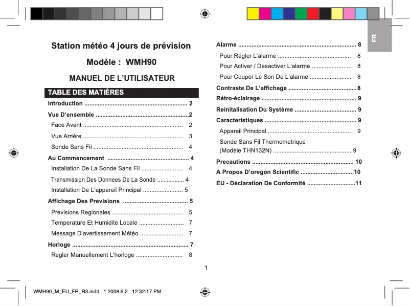 Page 1 of the manual User Manual Oregon Scientific WMH 90