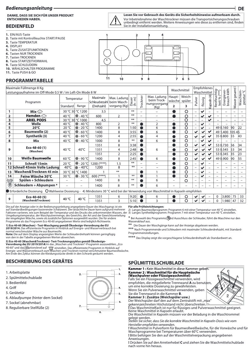 Page 1 of the manual Use and Maintenance Manual Privileg PWWTV X 8645 DE