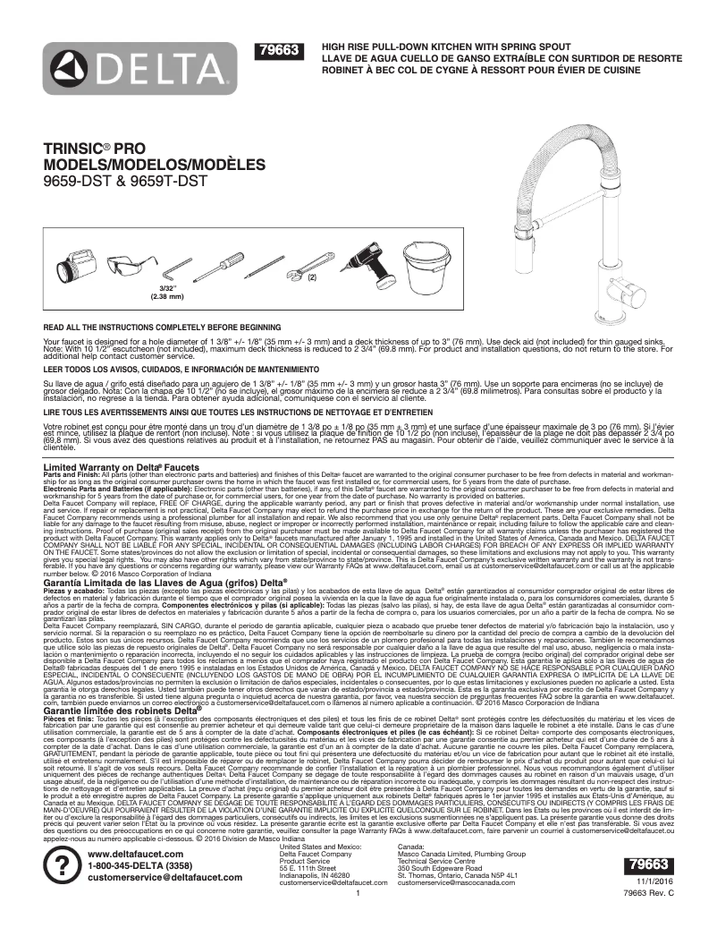 Page 1 of the manual User Manual Delta 9659-AR-DST