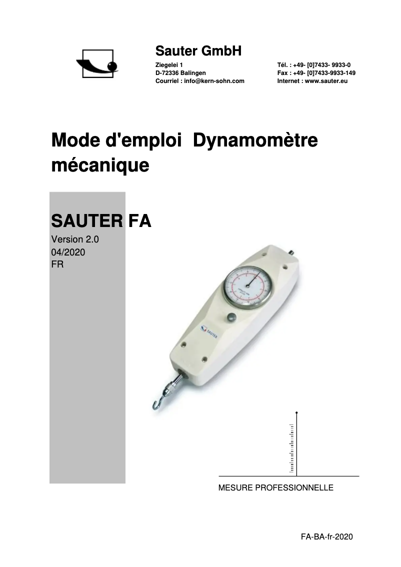 Page 1 of the manual User Manual Kern FA 500G