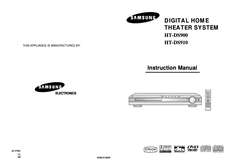 First page image of the manual for HT-DS910