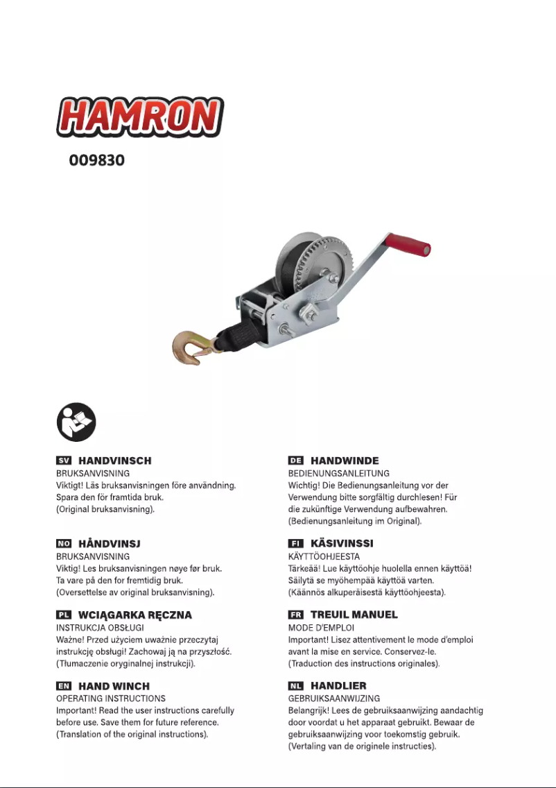 Page 1 of the manual User Manual Hamron 009830