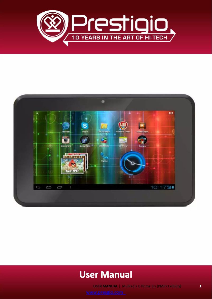 Page 1 of the manual User Manual Prestigio MultiPad 7.0 Prime 3G PMP7170B