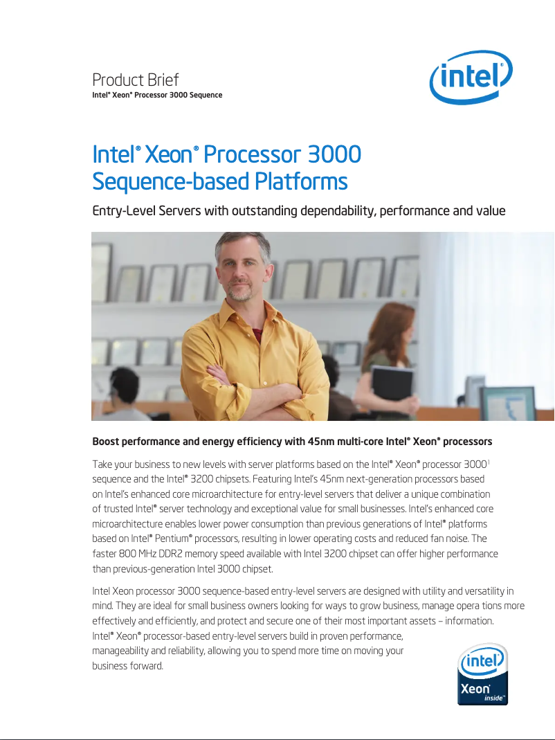 Image de la première page du manuel de l'appareil Intel Xeon 3065