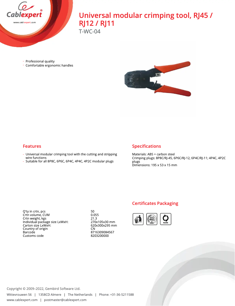 First page image of the manual for T-WC-04