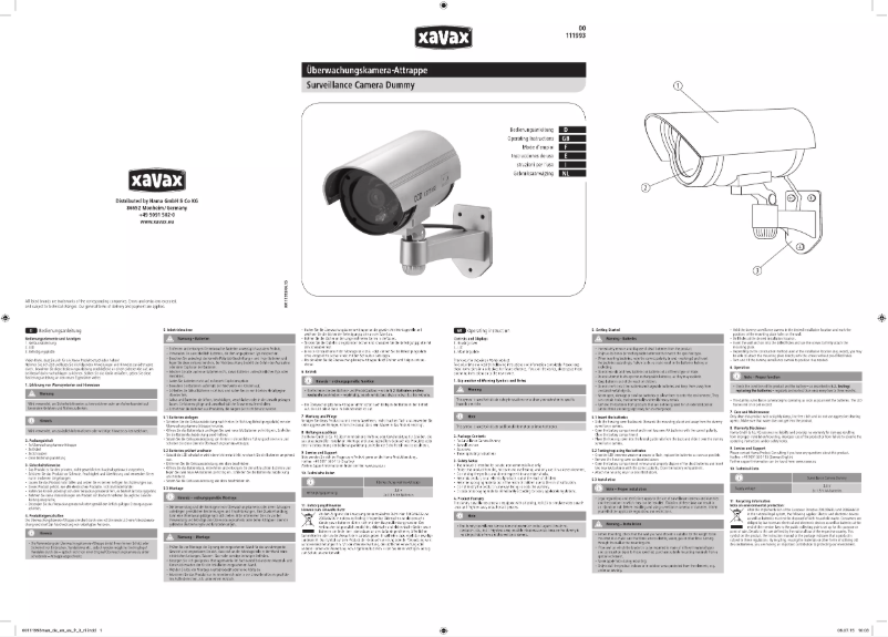 Page 1 of the manual User Manual Xavax 00111993