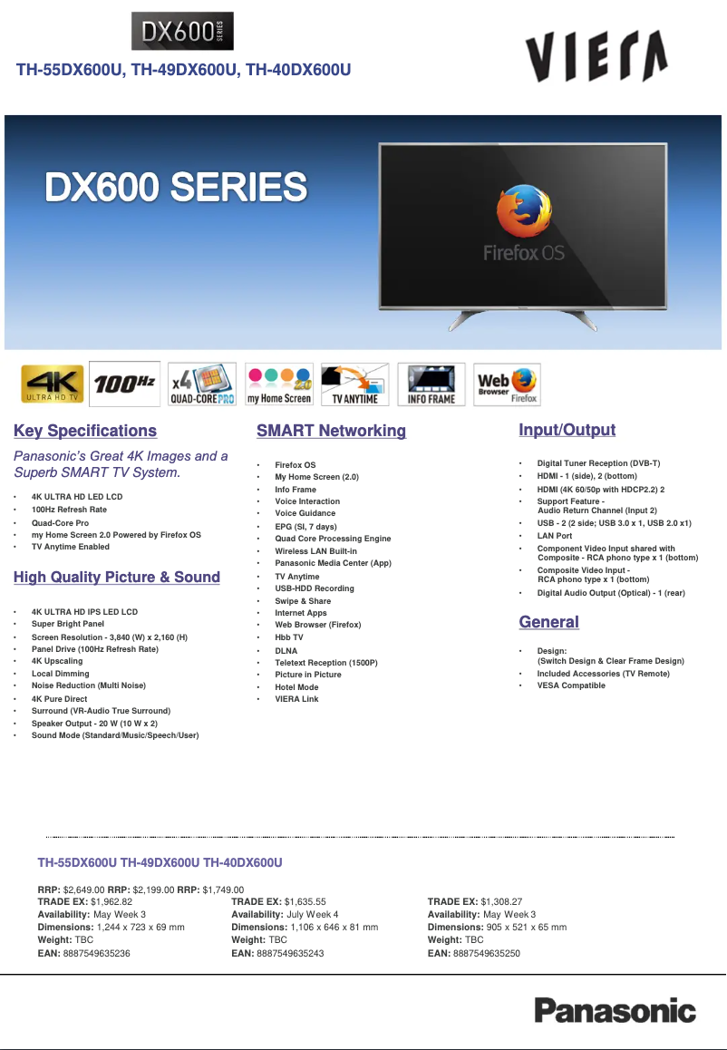 First page image of the manual for TH-49DX600U