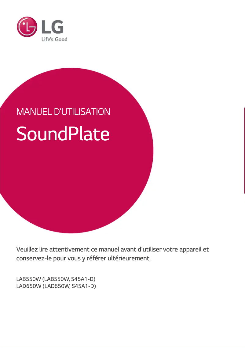 First page image of the manual for SoundPlate LAB550W