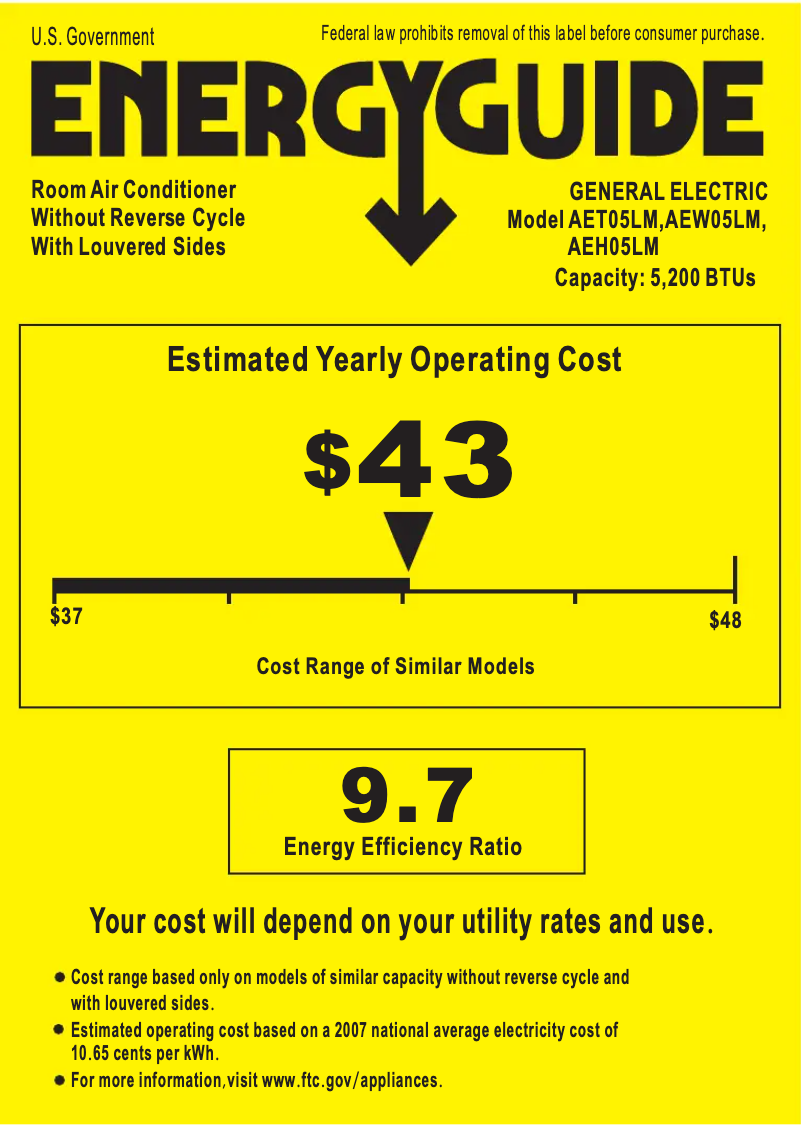 First page image of the manual for AEW05LM
