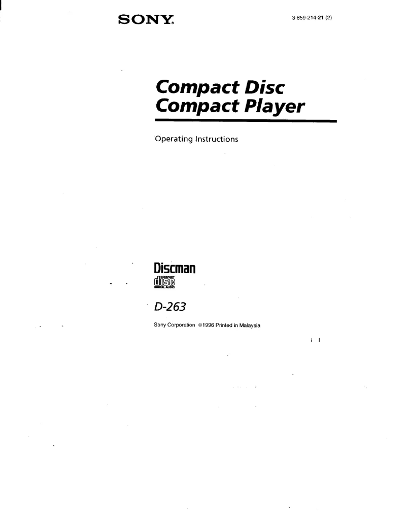 Page 1 of the manual User Manual Sony Discman D-263