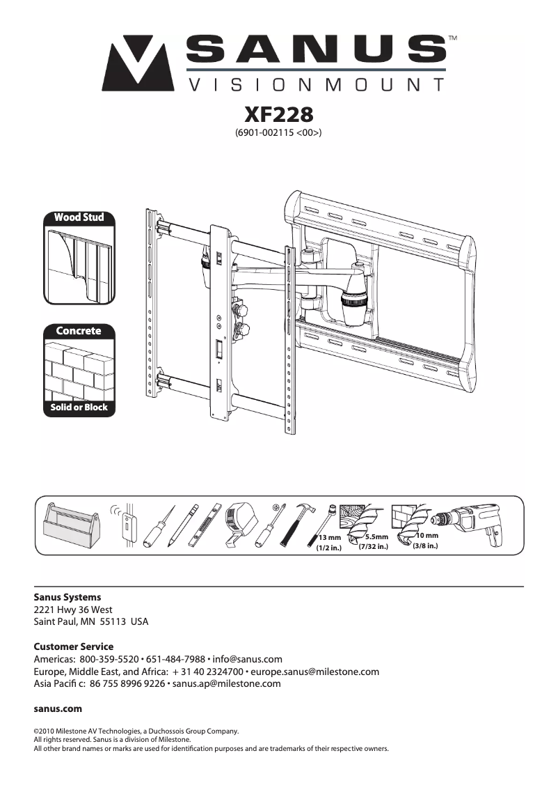 Page 1 of the manual User Manual Sanus VisionMount XF228