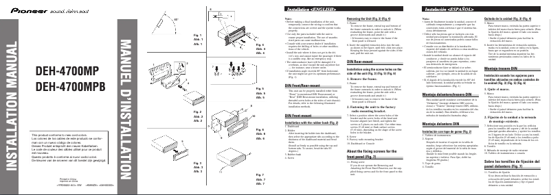Page 1 of the manual User Manual Pioneer DEH-4700MPB
