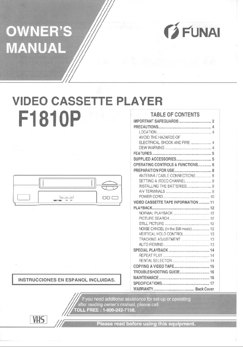 Page 1 of the manual User Manual Funai F1810P