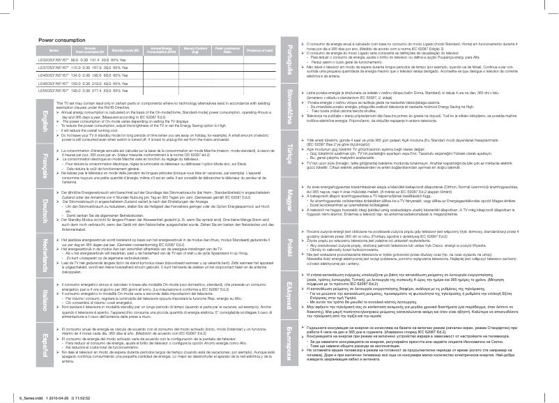 First page image of the manual for LE55C670