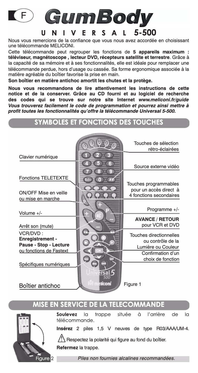 Page 1 of the manual User Manual Meliconi Universal 5-500