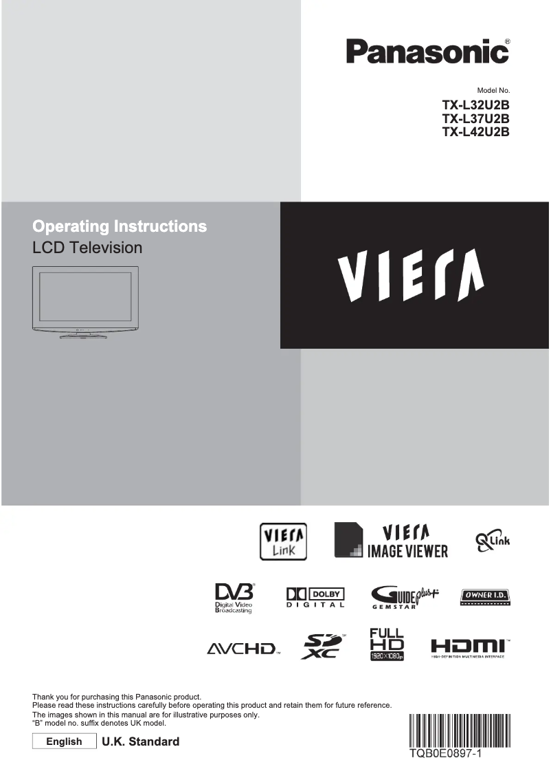 Page 1 of the manual User Manual Panasonic TX-L42U2B