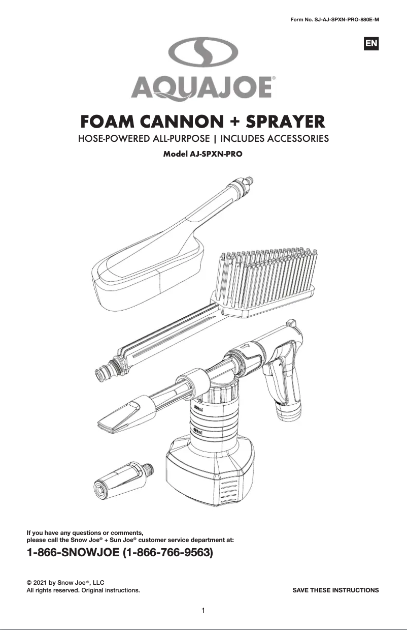 Page 1 of the manual User Manual Aqua Joe AJ-SPXN-PRO
