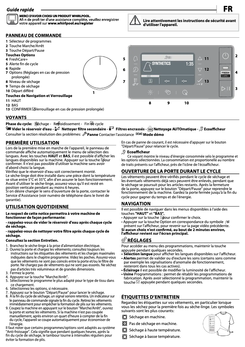 Page 1 of the manual User Manual Whirlpool W6 D93WB