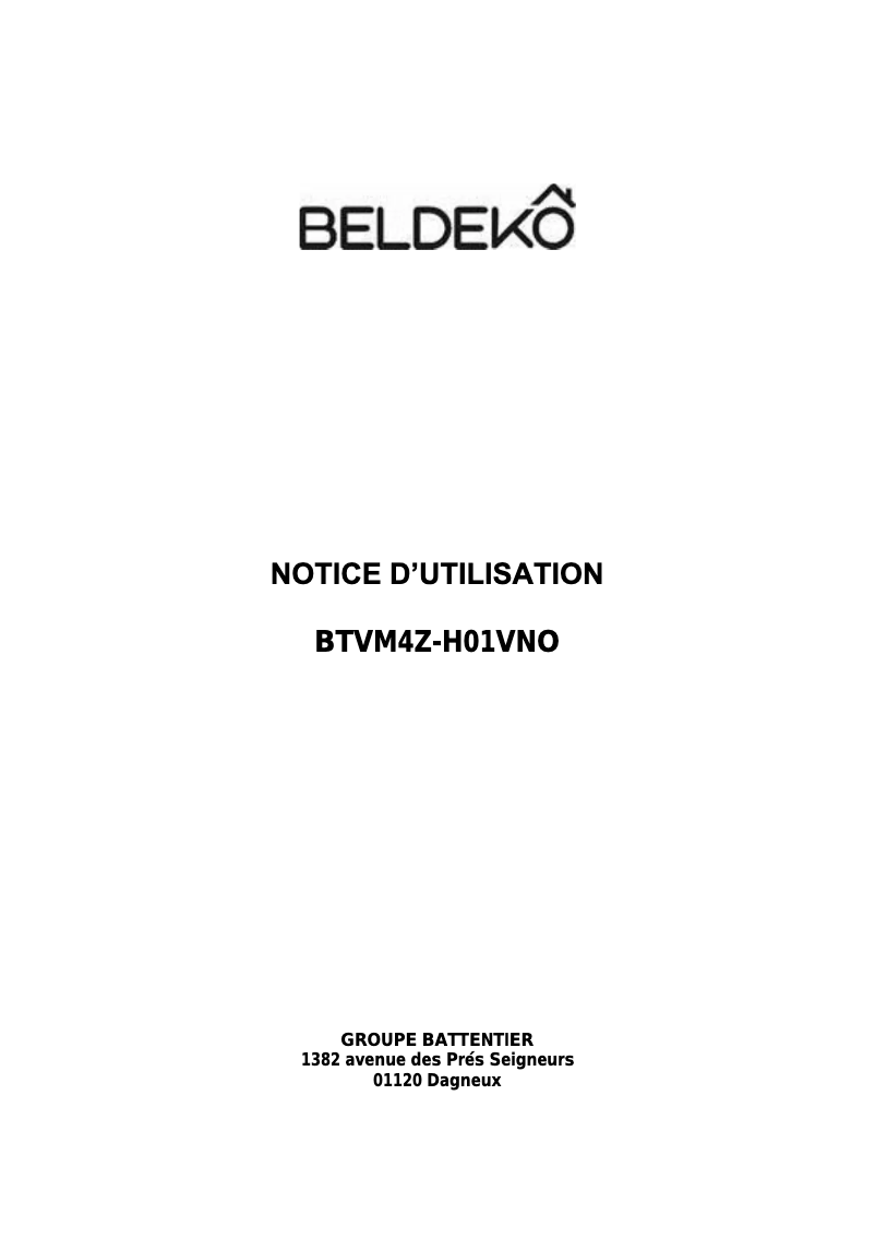 Page 1 of the manual User Manual Beldeko BTVM4Z-H01VNO