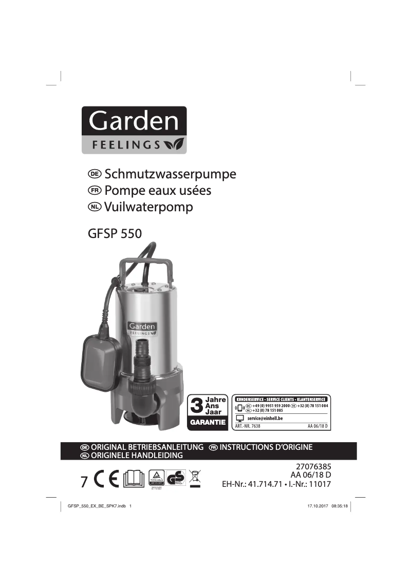 Page 1 of the manual User Manual Garden Feelings GFSP 550