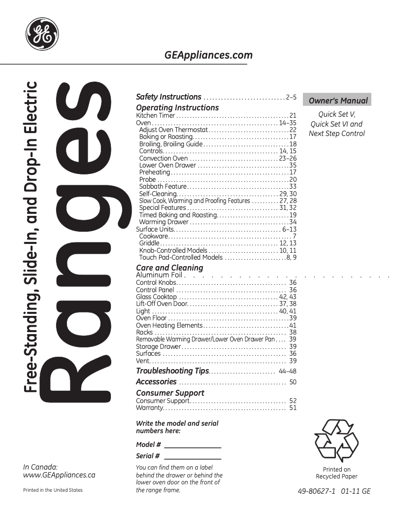 First page image of the manual for JB855DPBB
