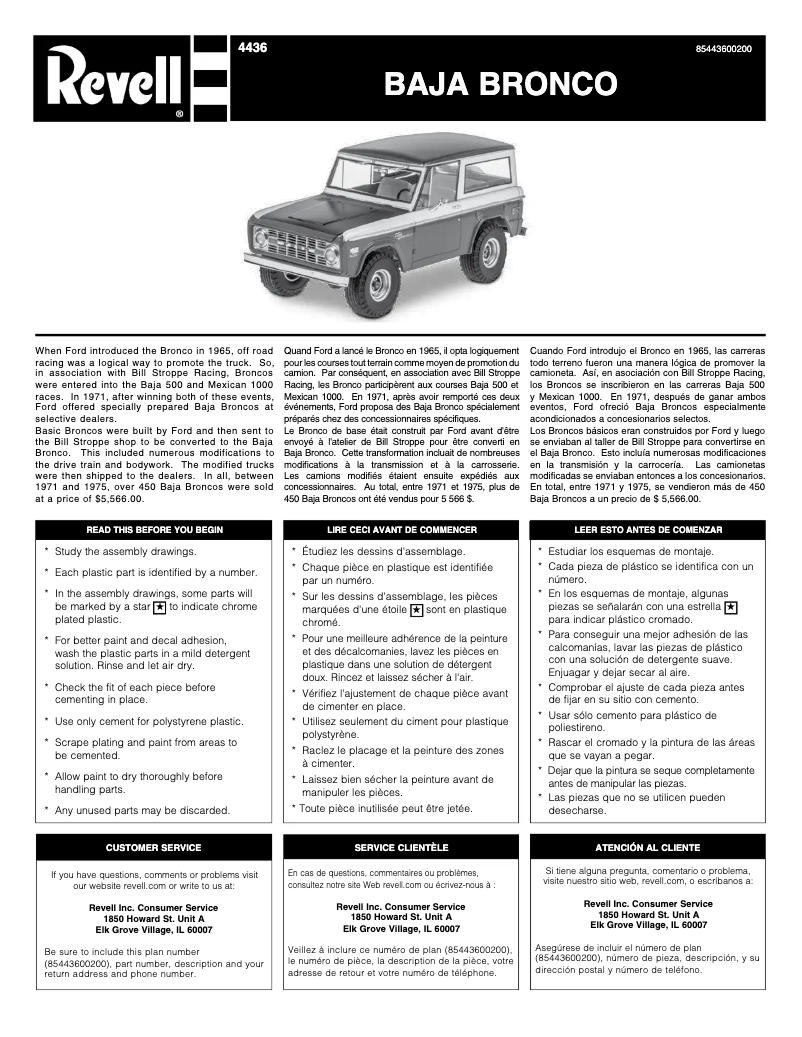 Page 1 of the manual User Manual Revell Baja Bronco