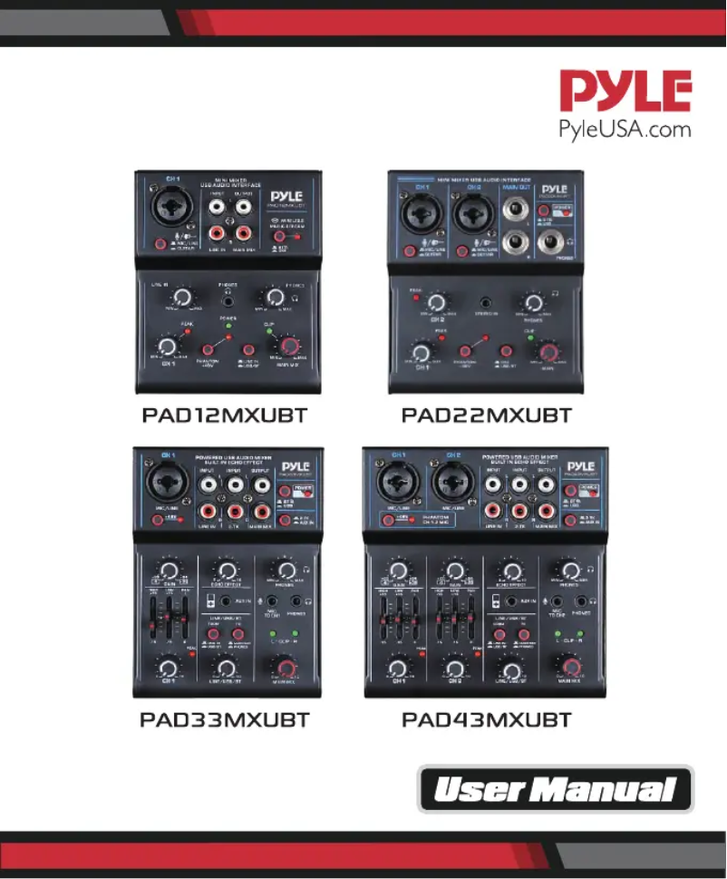 Page 1 of the manual User Manual Pyle PAD43MXUBT