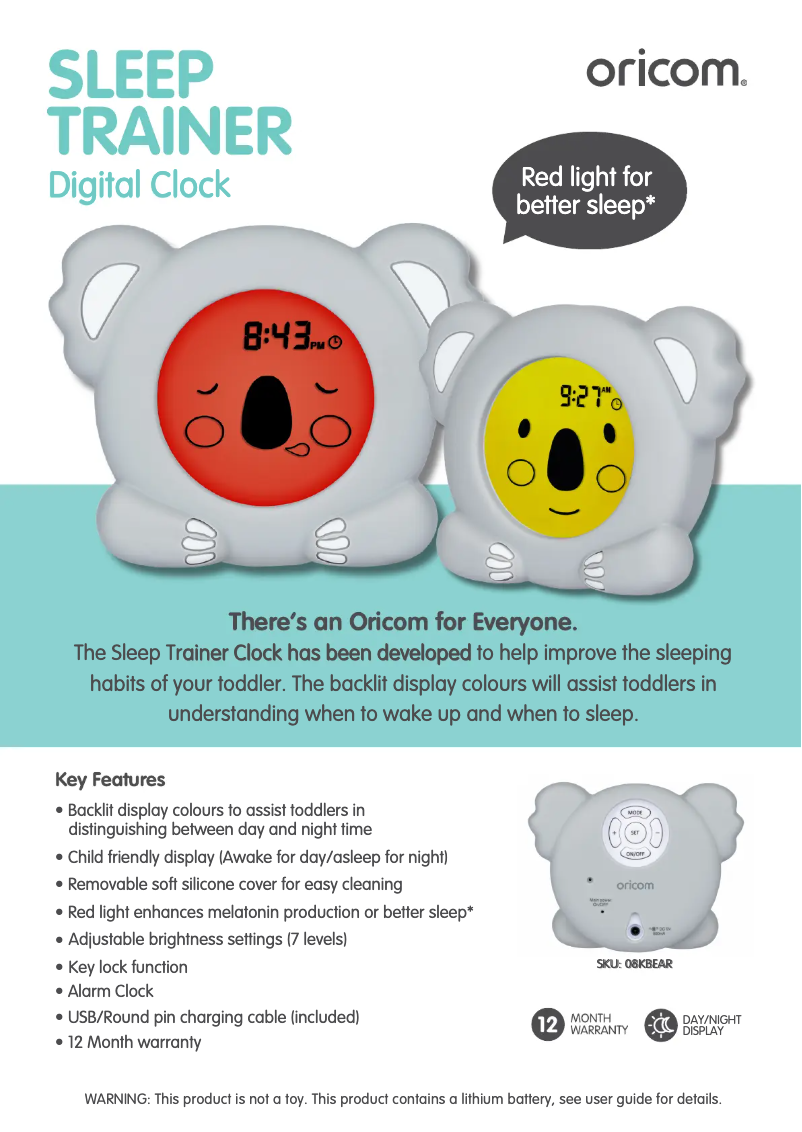 Page 1 de la notice Manuel utilisateur Oricom 08KBEAR